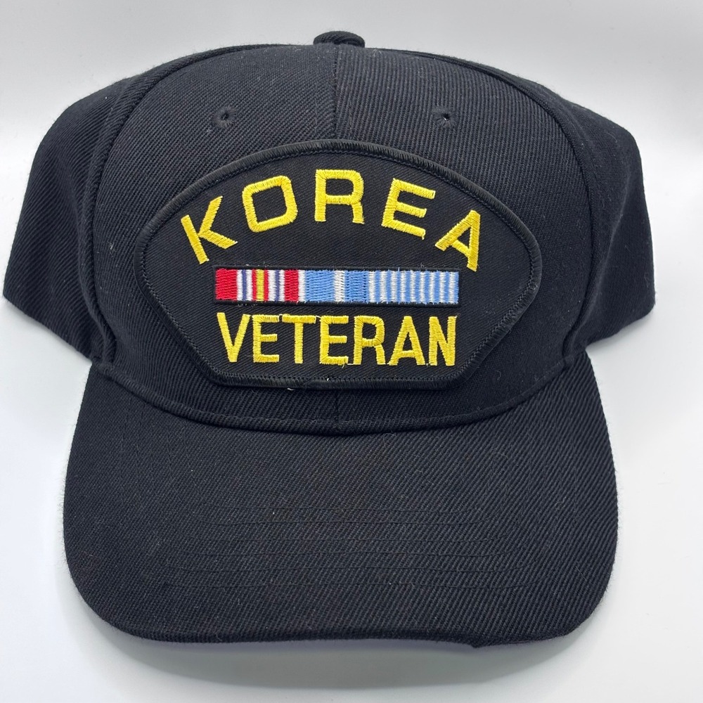 Unbranded Korea Veteran Hat Mens OSFM Black Embroidered Patch Military Cap